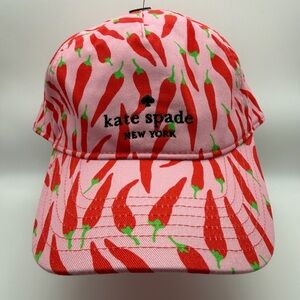 NWT Kate Spade New York Red Hot Chili Peppers Baseball Hat 🌶️ Pink Cotton Cap OS